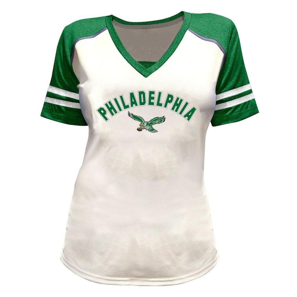 Fanatics Saquon Barkley Philadelphia Eagles Women's Plus Size Bling V-Neck T-Shirt White
