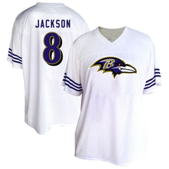 Fanatics Lamar Jackson Baltimore Ravens Women's Plus Size Fashion Jersey White