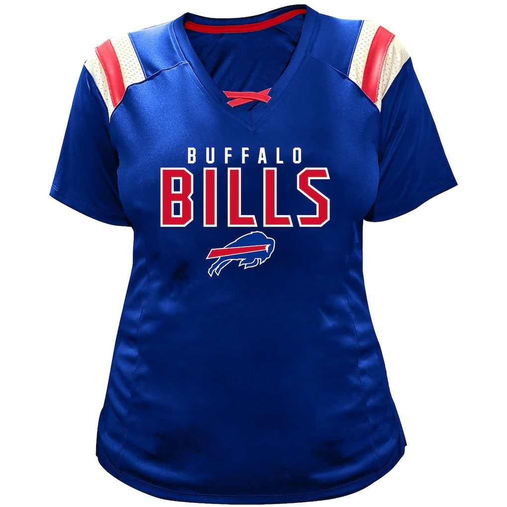 Fanatics Josh Allen Buffalo Bills Women's Plus Size Name & Number Raglan Lace V-Neck T-Shirt Royal