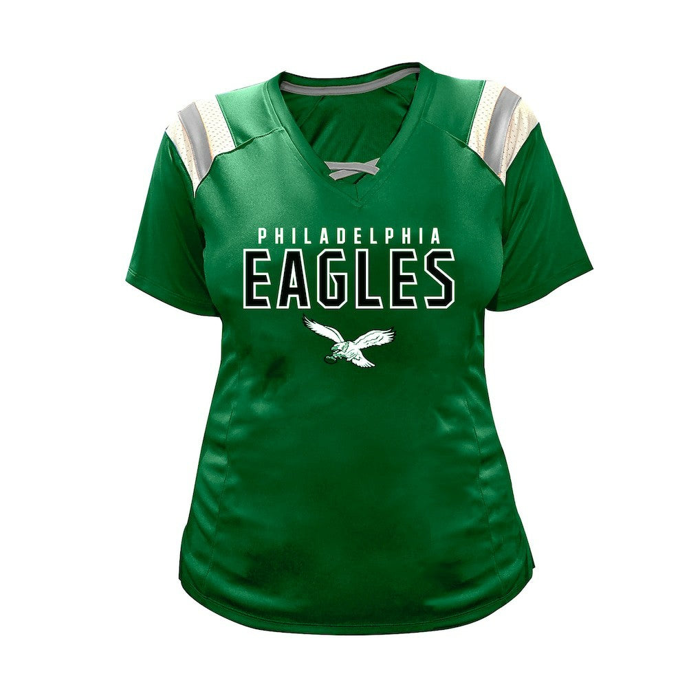 Fanatics Saquon Barkley Philadelphia Eagles Women's Plus Size Name & Number Raglan Lace V-Neck T-Shirt Kelly Green
