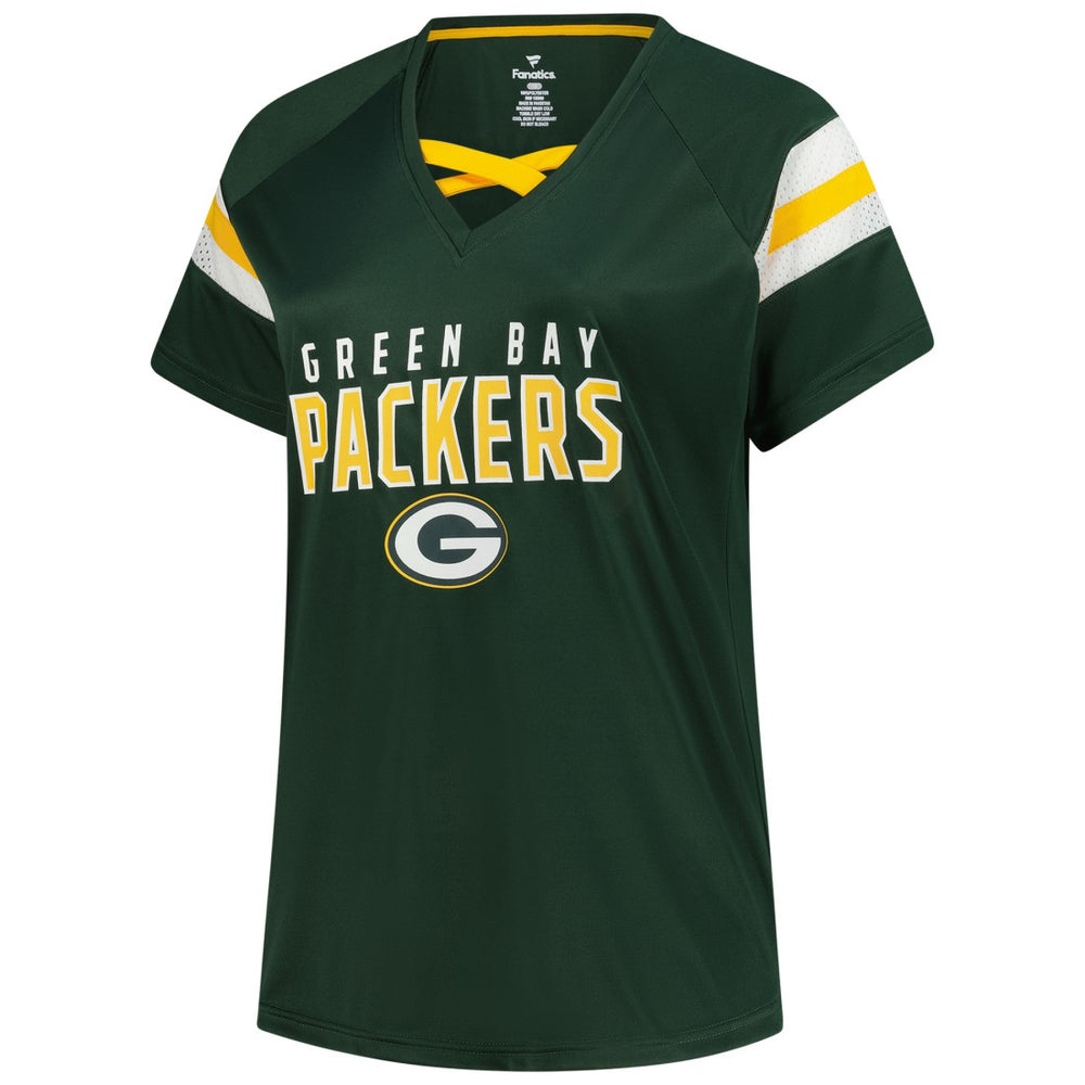 Fanatics Jordan Love Green Bay Packers Women's Plus Size Name & Number Raglan Lace V-Neck T-Shirt Green