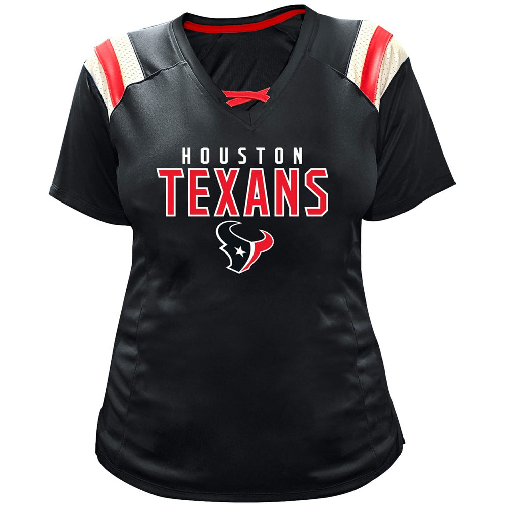 Fanatics C.J. Stroud Houston Texans Women's Plus Size Name & Number Raglan Lace V-Neck T-Shirt Navy