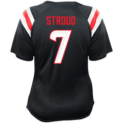 Fanatics C.J. Stroud Houston Texans Women's Plus Size Name & Number Raglan Lace V-Neck T-Shirt Navy
