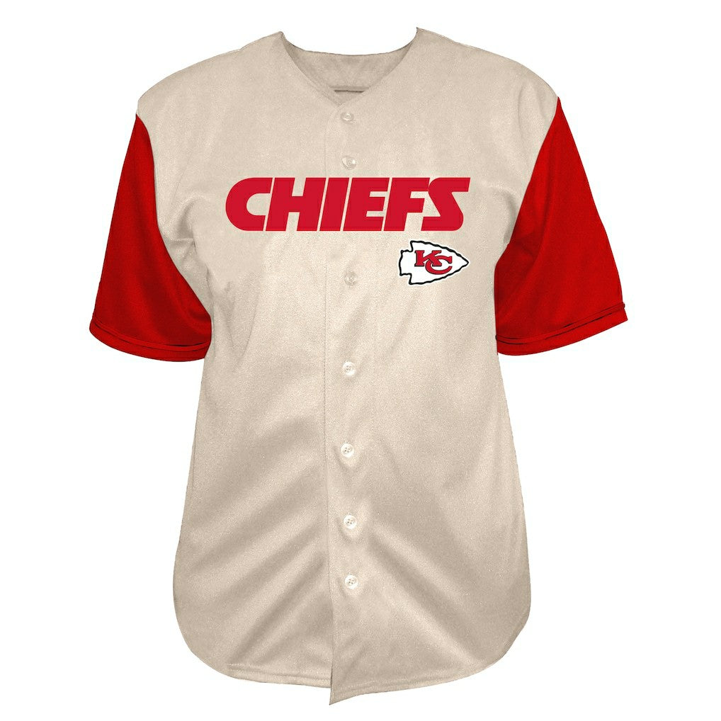 Fanatics Patrick Mahomes Kansas City Chiefs Big & Tall Baseball Button-Up Shirt Cream