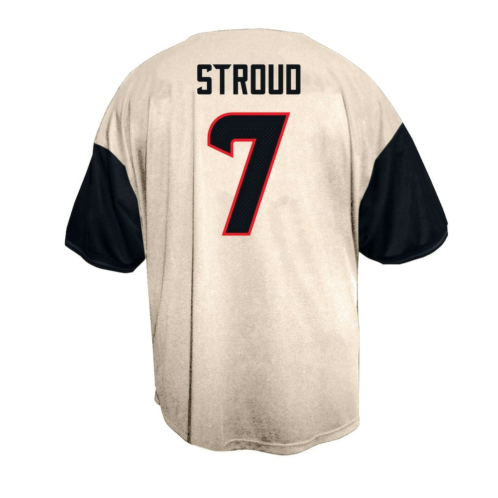 Fanatics C.J. Stroud Houston Texans Big & Tall Baseball Button-Up Shirt Cream