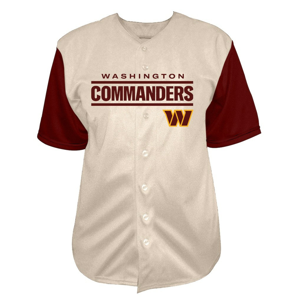 Fanatics Jayden Daniels Washington Commanders Big & Tall Baseball Button-Up Shirt Cream