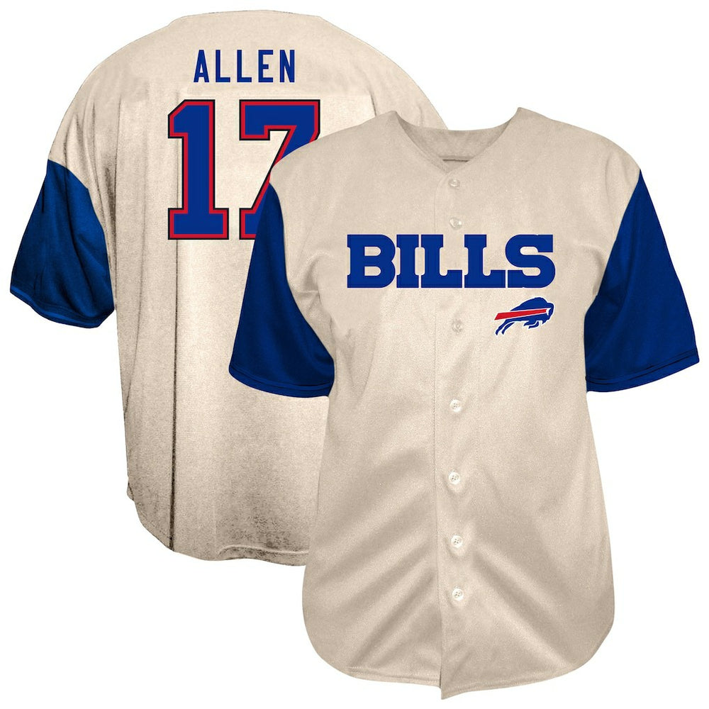Fanatics Josh Allen Buffalo Bills Big & Tall Baseball Button-Up Shirt Cream