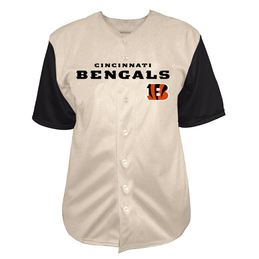 Fanatics Joe Burrow Cincinnati Bengals Big & Tall Baseball Button-Up Shirt Cream