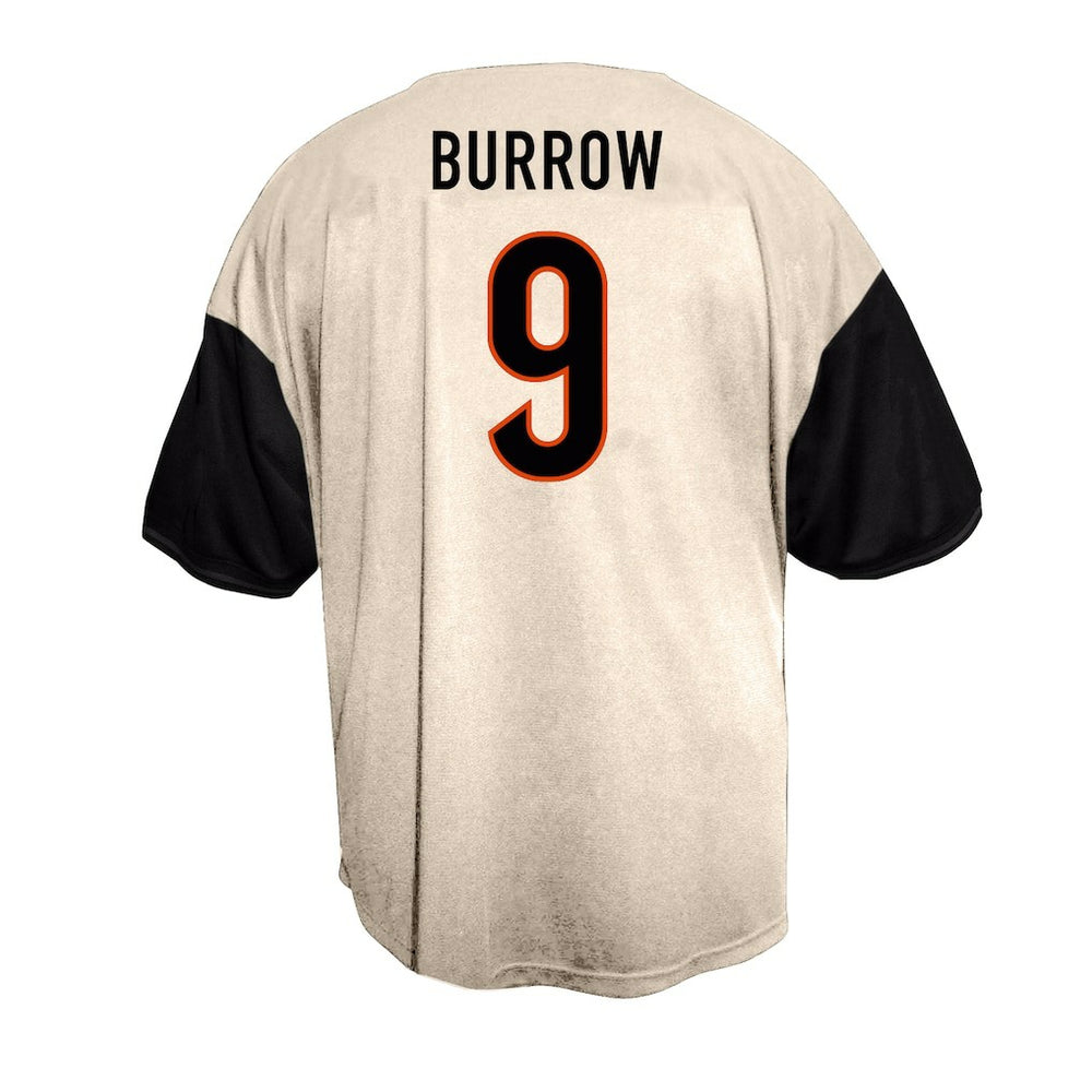 Fanatics Joe Burrow Cincinnati Bengals Big & Tall Baseball Button-Up Shirt Cream