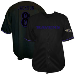 Fanatics Lamar Jackson Baltimore Ravens Big & Tall Baseball Button-Up Shirt Black
