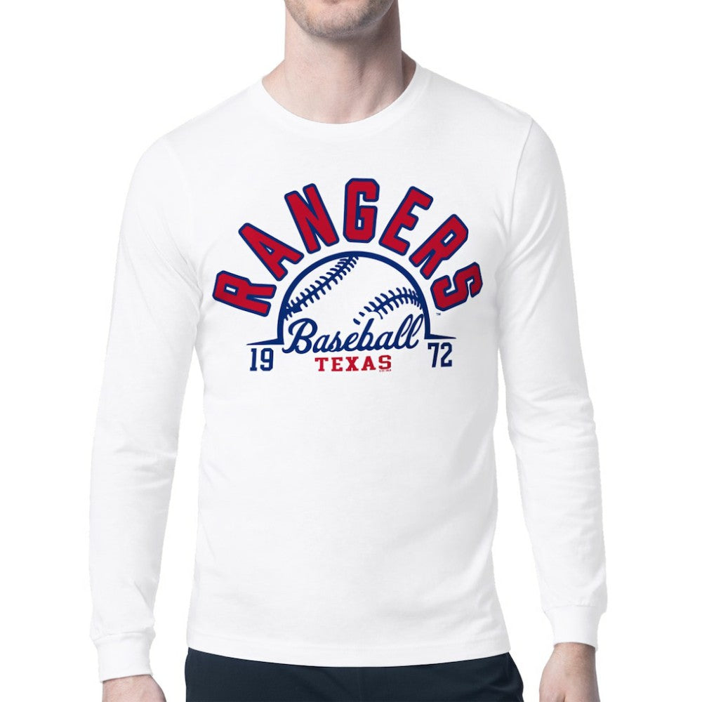 Texas Rangers Starter Half Ball Team Graphic Long Sleeve T-Shirt - White - MLB Sale
