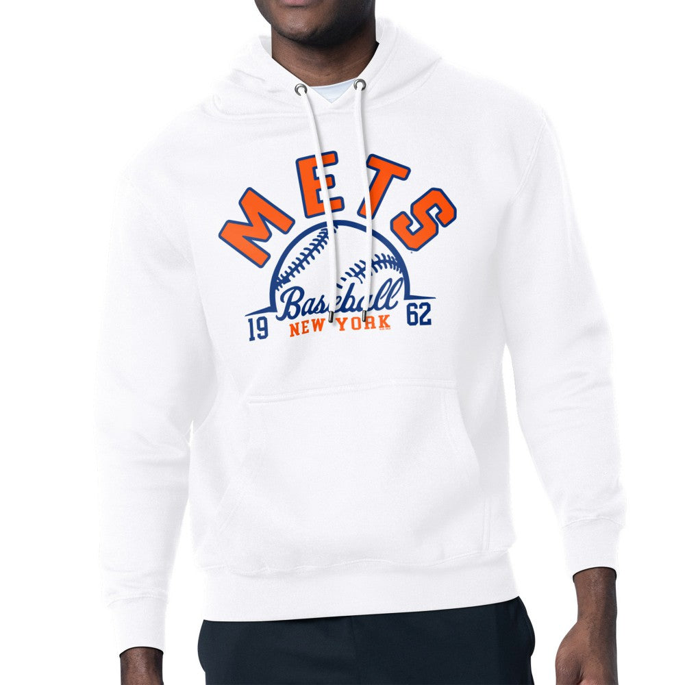 New York Mets Starter Half Ball Team Graphic Pullover Hoodie - White - MLB Sale