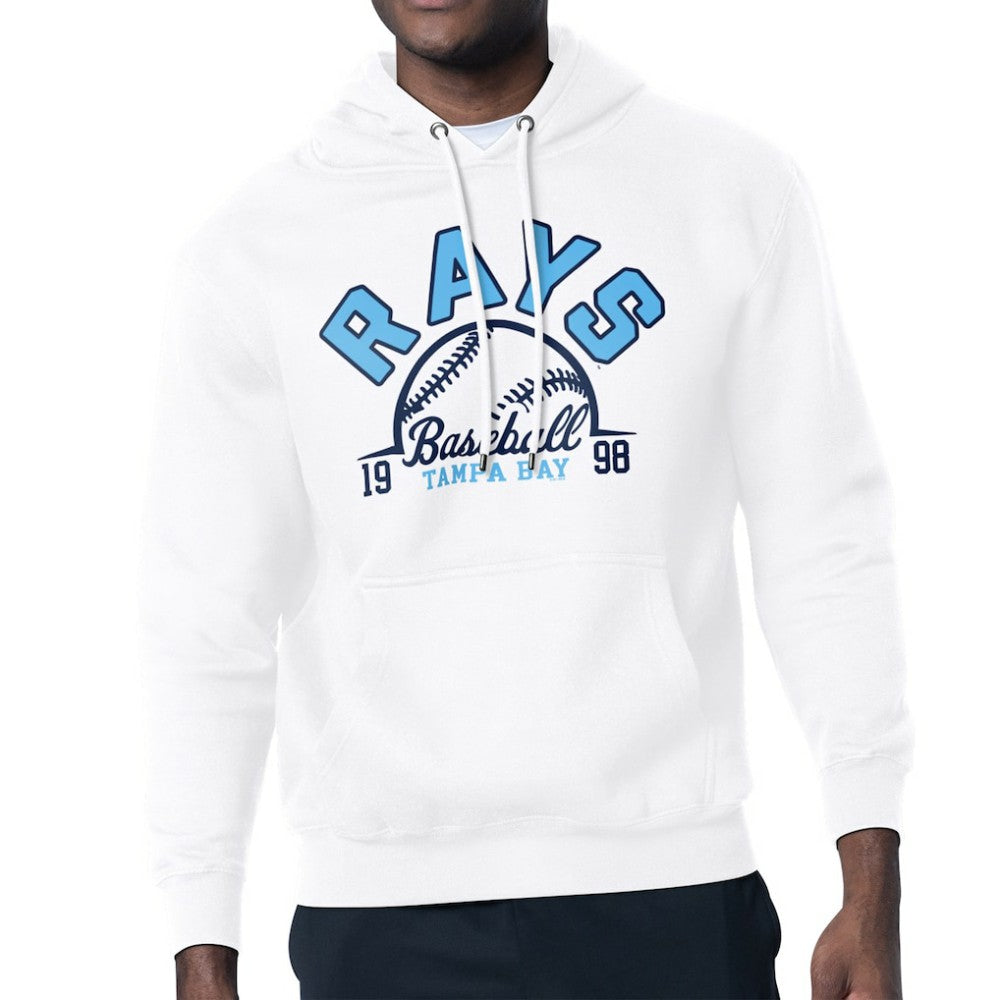 Tampa Bay Rays Starter Half Ball Team Graphic Pullover Hoodie - White - MLB Lifestyle