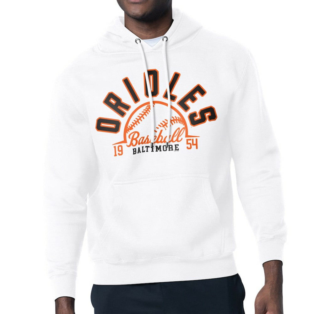 Baltimore Orioles Starter Half Ball Team Graphic Pullover Hoodie - White - MLB on Sale