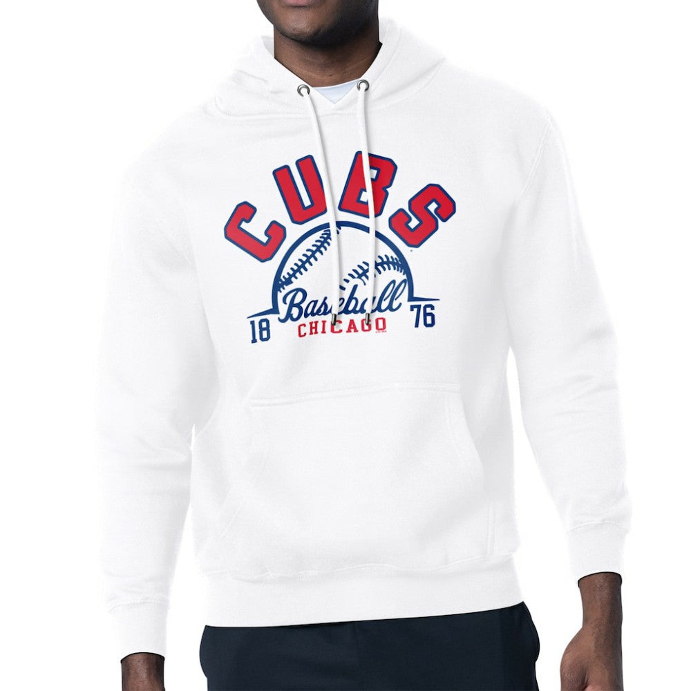 Chicago Cubs Starter Half Ball Team Graphic Pullover Hoodie - White - MLB Discount