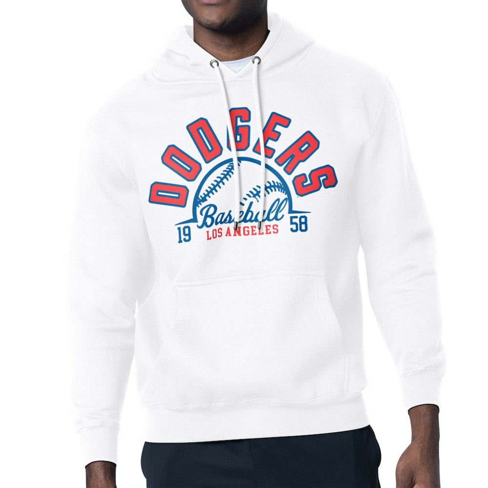 Los Angeles Dodgers Starter Half Ball Team Graphic Pullover Hoodie - White - MLB Discount