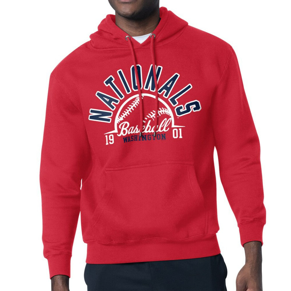 Washington Nationals Starter Half Ball Team Graphic Pullover Hoodie - Red - MLB Sale