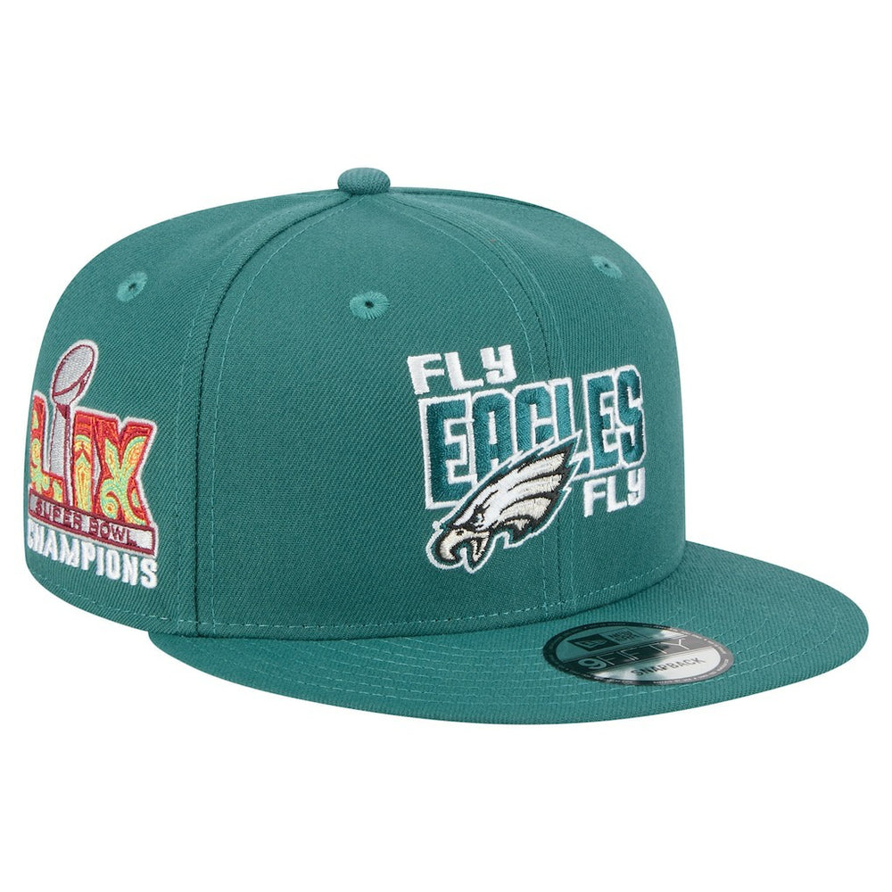 Philadelphia Eagles New Era Super Bowl LIX Champions Side Patch 9FIFTY Snapback Hat Midnight Green