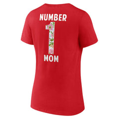 Kansas City Chiefs Women's Number 1 Mom Floral V-Neck T-Shirt Red