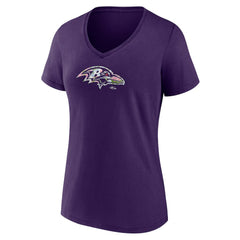 Baltimore Ravens Women's Number 1 Mom Floral V-Neck T-Shirt Purple