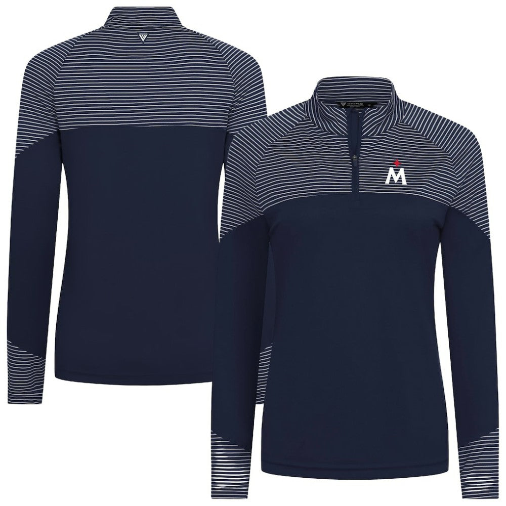 Minnesota Twins Levelwear Women's Classic Stripes Insignia 2.0 Raglan Quarter-Zip Top - Navy - MLB Sale