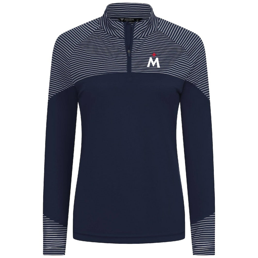 Minnesota Twins Levelwear Women's Classic Stripes Insignia 2.0 Raglan Quarter-Zip Top - Navy - MLB Sale