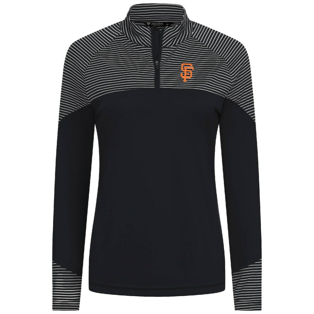 San Francisco Giants Levelwear Women's Classic Stripes Insignia 2.0 Raglan Quarter-Zip Top - Black - MLB on Sale