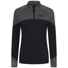 Miami Marlins Levelwear Women's Classic Stripes Insignia 2.0 Raglan Quarter-Zip Top - Black - MLB Lifestyle