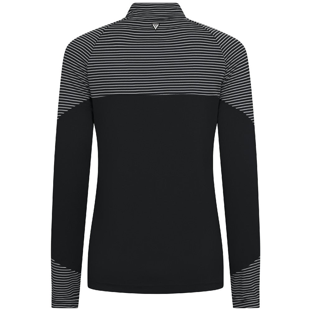 Miami Marlins Levelwear Women's Classic Stripes Insignia 2.0 Raglan Quarter-Zip Top - Black - MLB Lifestyle