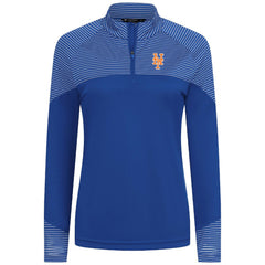 New York Mets Levelwear Women's Classic Stripes Insignia 2.0 Raglan Quarter-Zip Top - Royal - MLB on Sale
