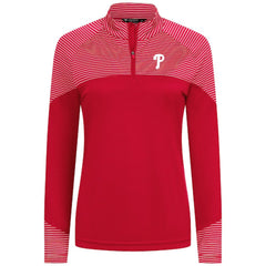 Philadelphia Phillies Levelwear Women's Classic Stripes Insignia 2.0 Raglan Quarter-Zip Top - Red - MLB Discount