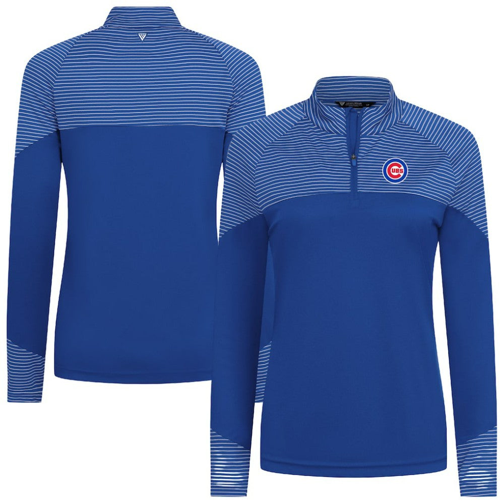 Chicago Cubs Levelwear Women's Classic Stripes Insignia 2.0 Raglan Quarter-Zip Top - Royal - MLB Lifestyle