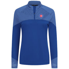 Chicago Cubs Levelwear Women's Classic Stripes Insignia 2.0 Raglan Quarter-Zip Top - Royal - MLB Lifestyle