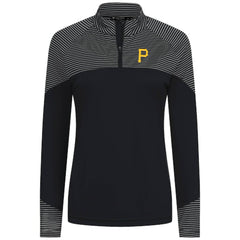 Pittsburgh Pirates Levelwear Women's Classic Stripes Insignia 2.0 Raglan Quarter-Zip Top - Black - MLB Discount