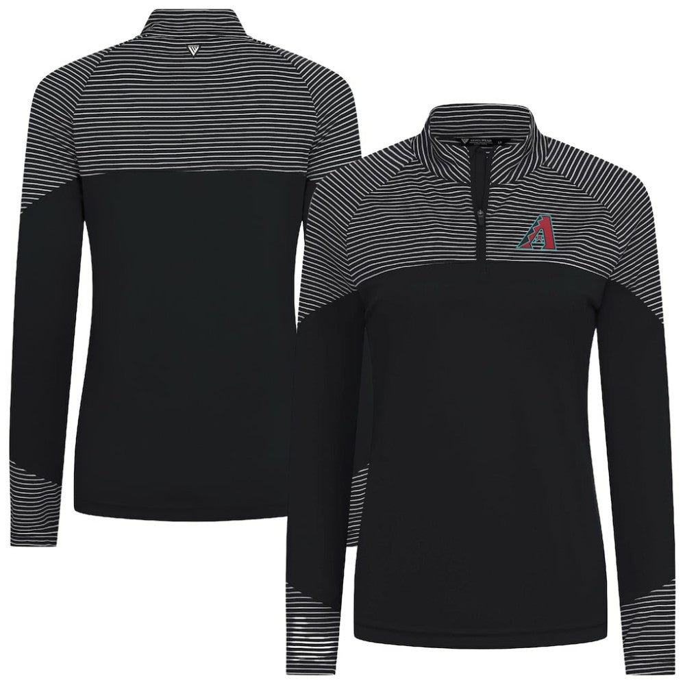 Arizona Diamondbacks Levelwear Women's Classic Stripes Insignia 2.0 Raglan Quarter-Zip Top - Black - MLB Discount