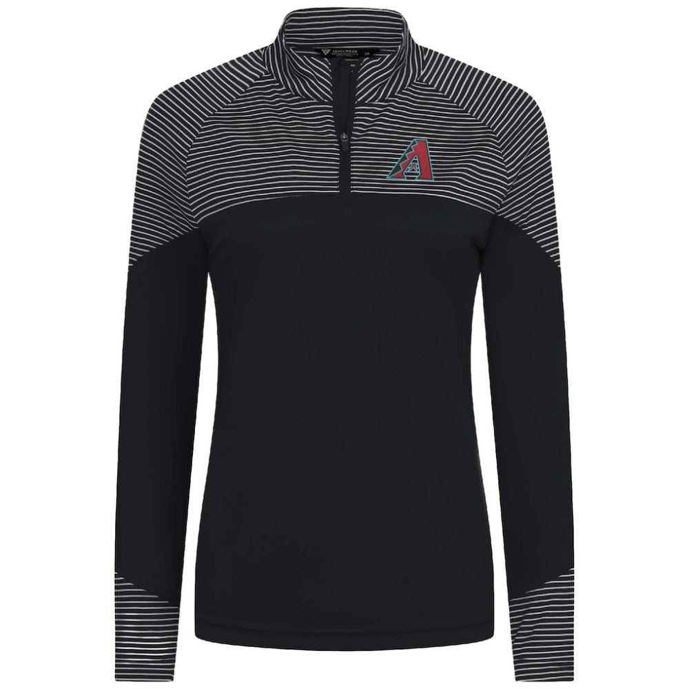 Arizona Diamondbacks Levelwear Women's Classic Stripes Insignia 2.0 Raglan Quarter-Zip Top - Black - MLB Discount