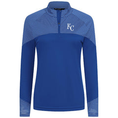 Kansas City Royals Levelwear Women's Classic Stripes Insignia 2.0 Raglan Quarter-Zip Top - Royal - MLB Sale
