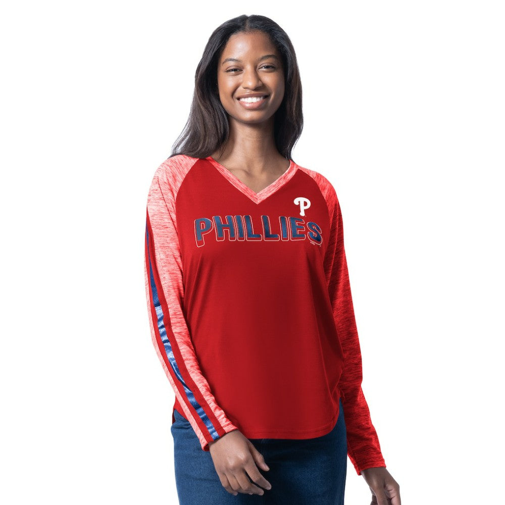 Philadelphia Phillies G-III 4Her by Carl Banks Women's Top Dog Raglan Long Sleeve V-Neck T-Shirt - Red - MLB Online