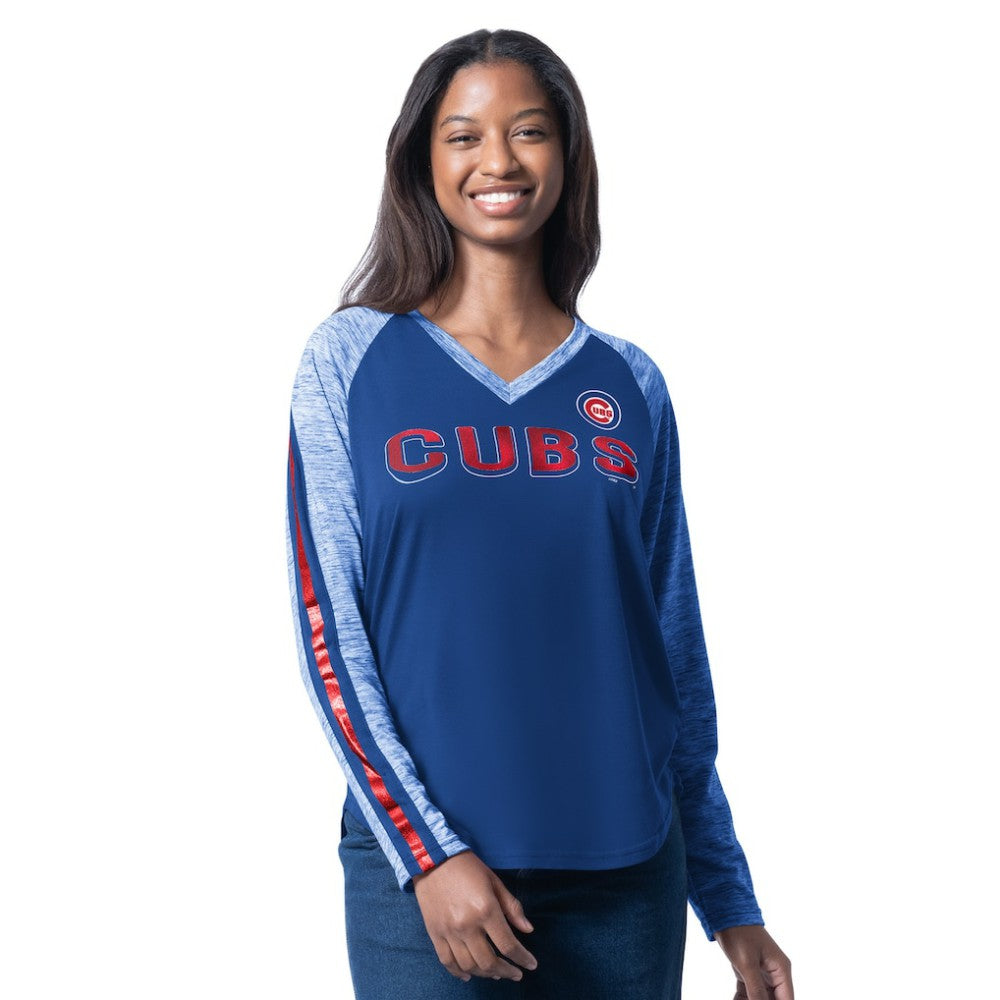 Chicago Cubs G-III 4Her by Carl Banks Women's Top Dog Raglan Long Sleeve V-Neck T-Shirt - Royal - MLB Discount