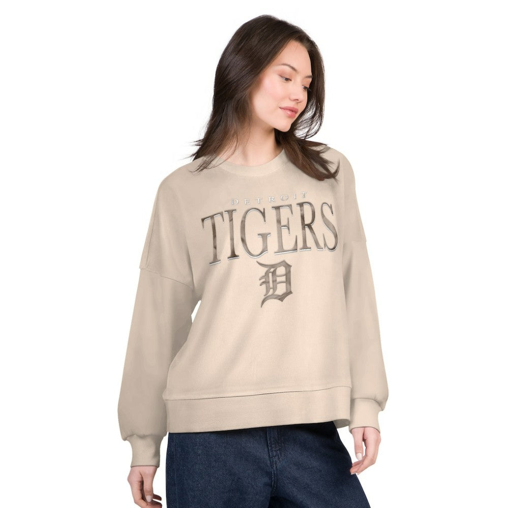 Detroit Tigers G-III 4Her by Carl Banks Women's Oversized Vet II Sweatshirt - Sand - MLB Sale