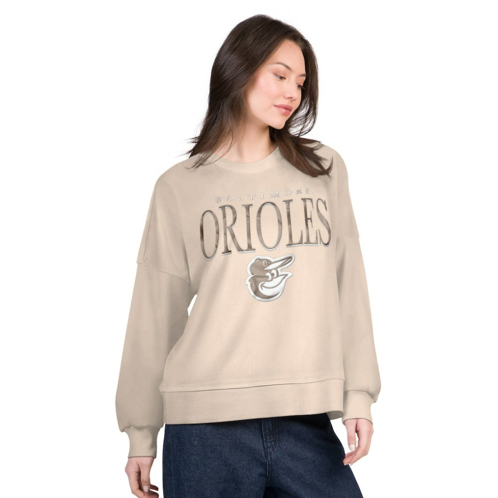 Baltimore Orioles G-III 4Her by Carl Banks Women's Oversized Vet II Sweatshirt - Sand - MLB Sale