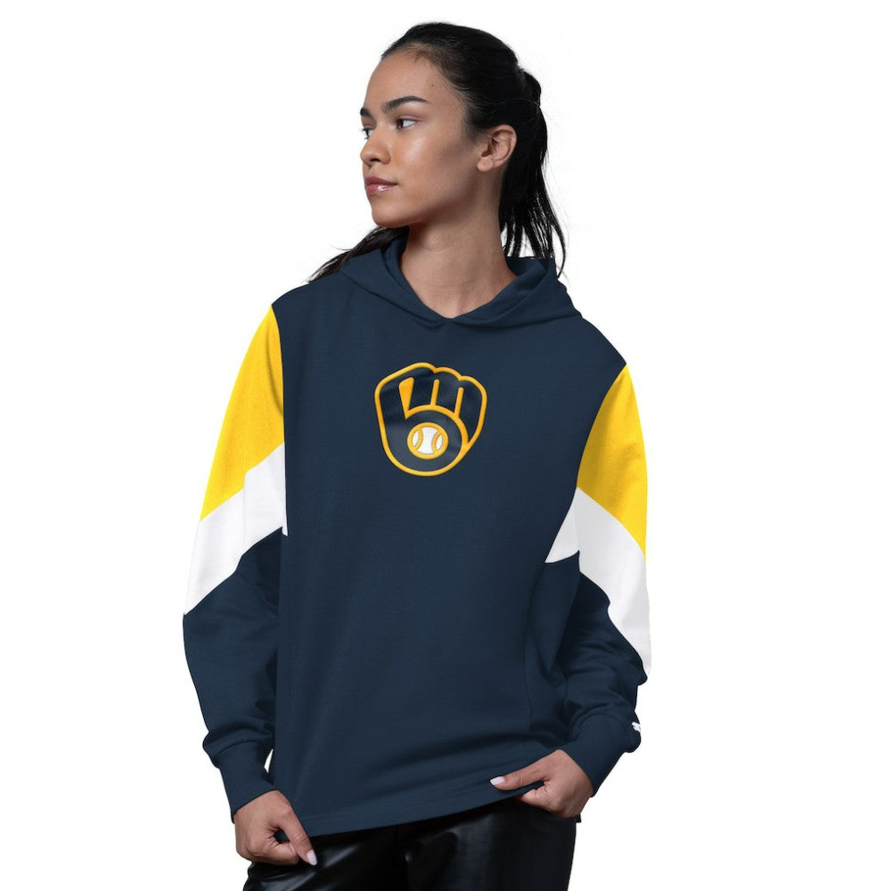 Milwaukee Brewers Starter Women's Scrimmage Pullover Hoodie - Navy - MLB Online