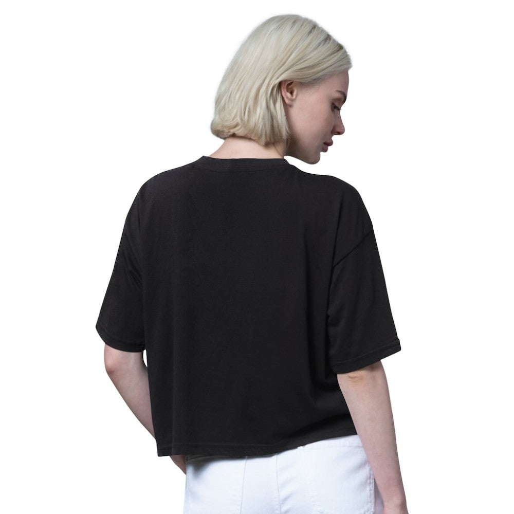 Atlanta Braves Starter Women's Holy Grail Boxy Cropped T-Shirt - Black - MLB Lifestyle