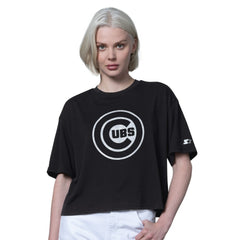 Chicago Cubs Starter Women's Holy Grail Boxy Cropped T-Shirt - Black - MLB Sale