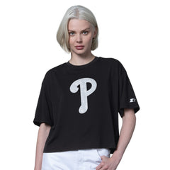 Philadelphia Phillies Starter Women's Holy Grail Boxy Cropped T-Shirt - Black - MLB Sale