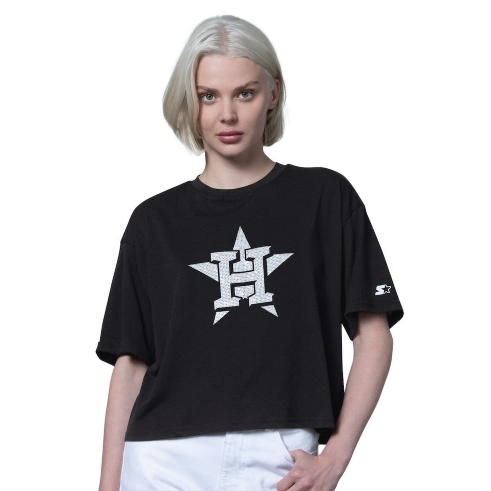 Houston Astros Starter Women's Holy Grail Boxy Cropped T-Shirt - Black - MLB on Sale