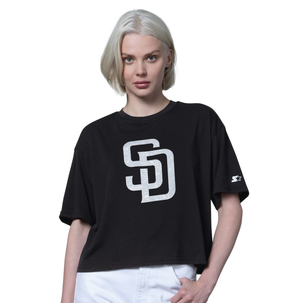 San Diego Padres Starter Women's Holy Grail Boxy Cropped T-Shirt - Black - MLB Online