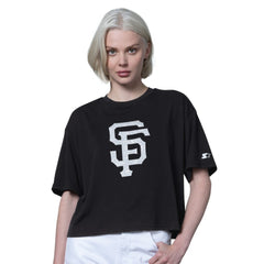 San Francisco Giants Starter Women's Holy Grail Boxy Cropped T-Shirt - Black - MLB Lifestyle