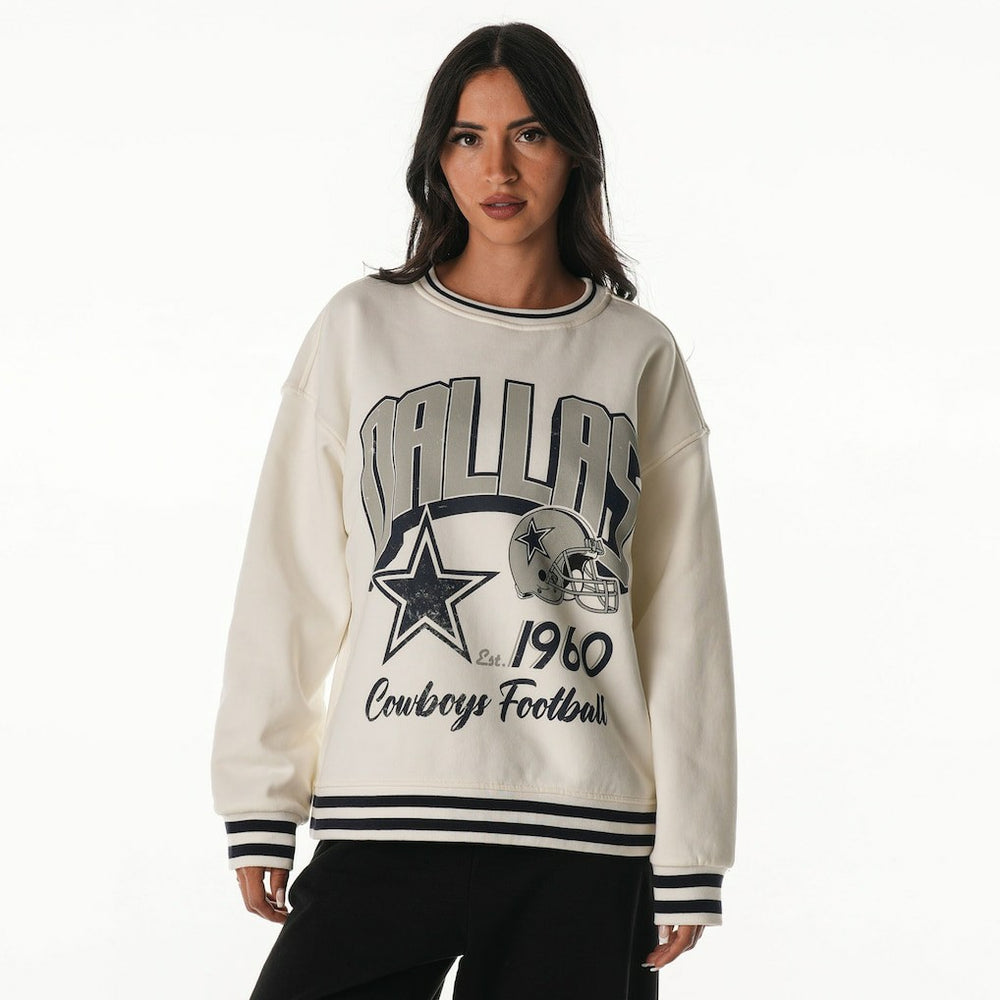 Dallas Cowboys The Wild Collective Women's Oversized Vintage French Terry Sweatshirt Cream