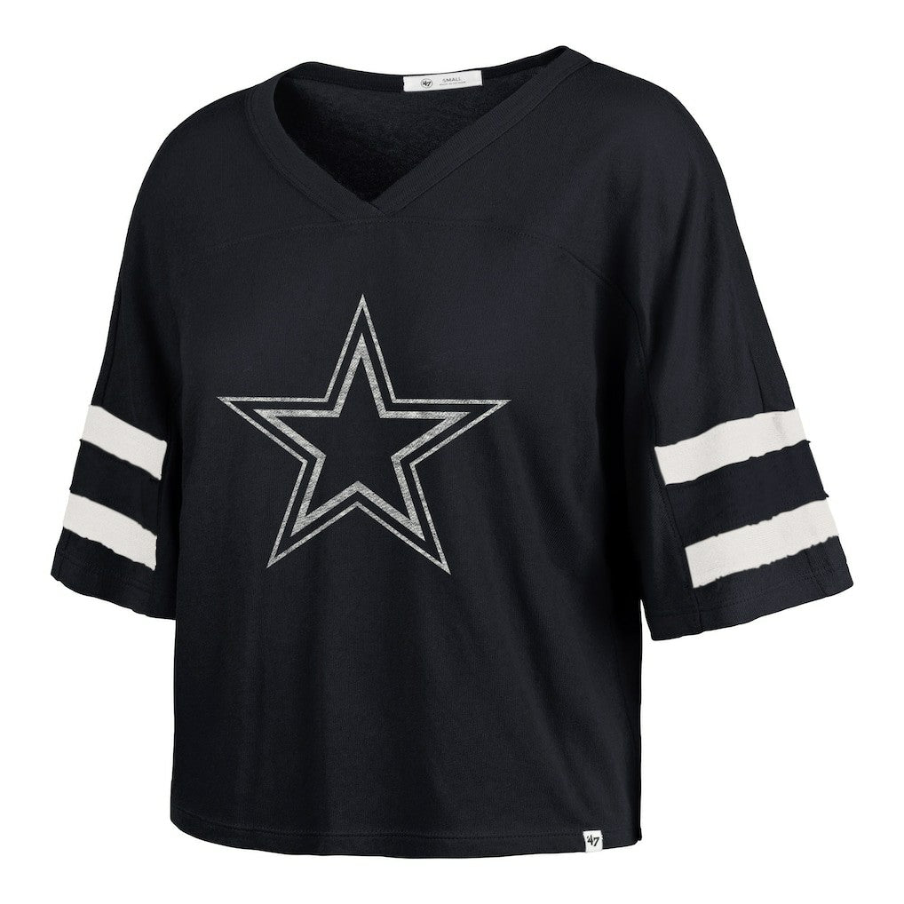 47 brand Dallas Cowboys '47 Women's Premier Scout Cropped V-Neck T-Shirt Navy